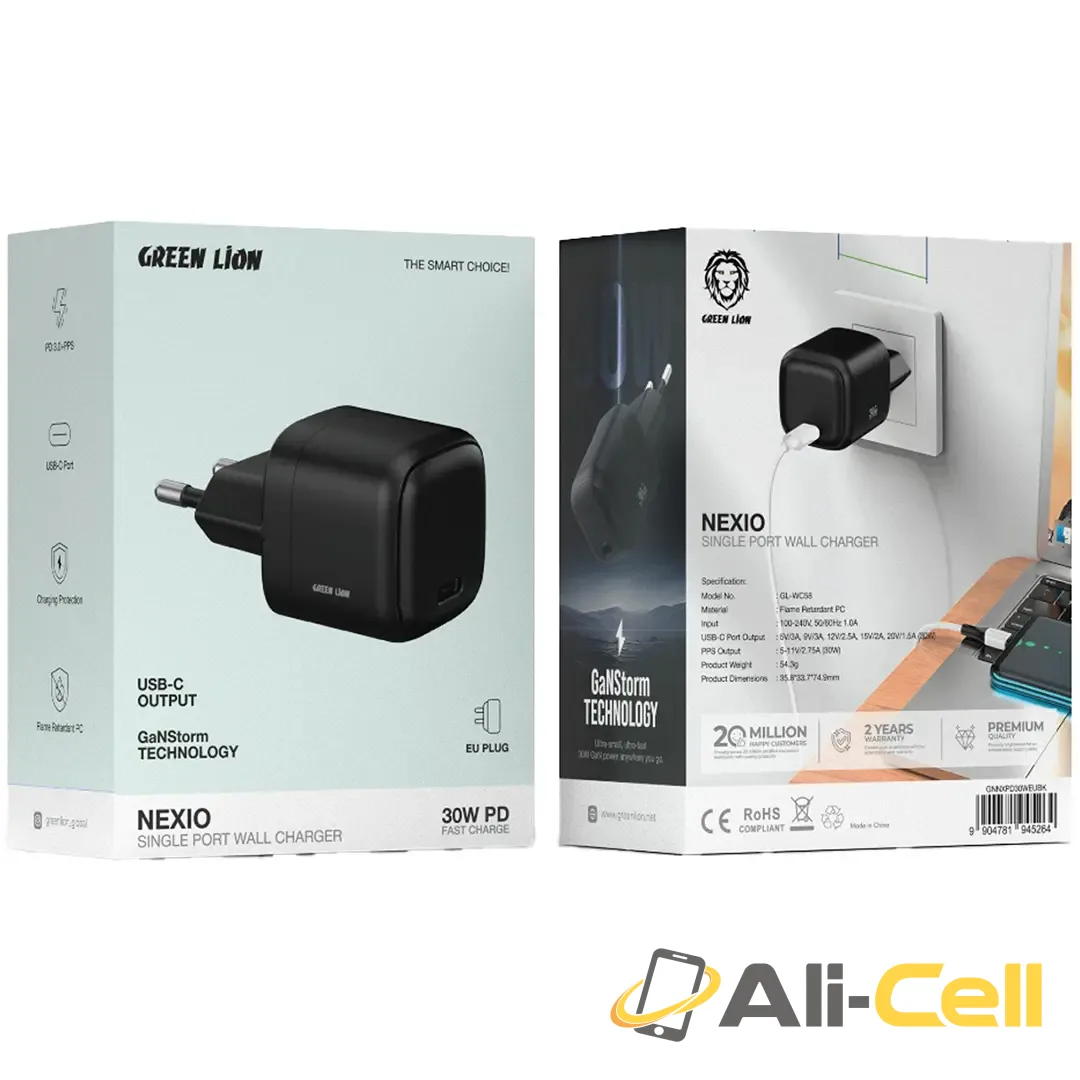 Green Lion Nexio Single Port Wall Charger EU Plug 30W - Black — 2