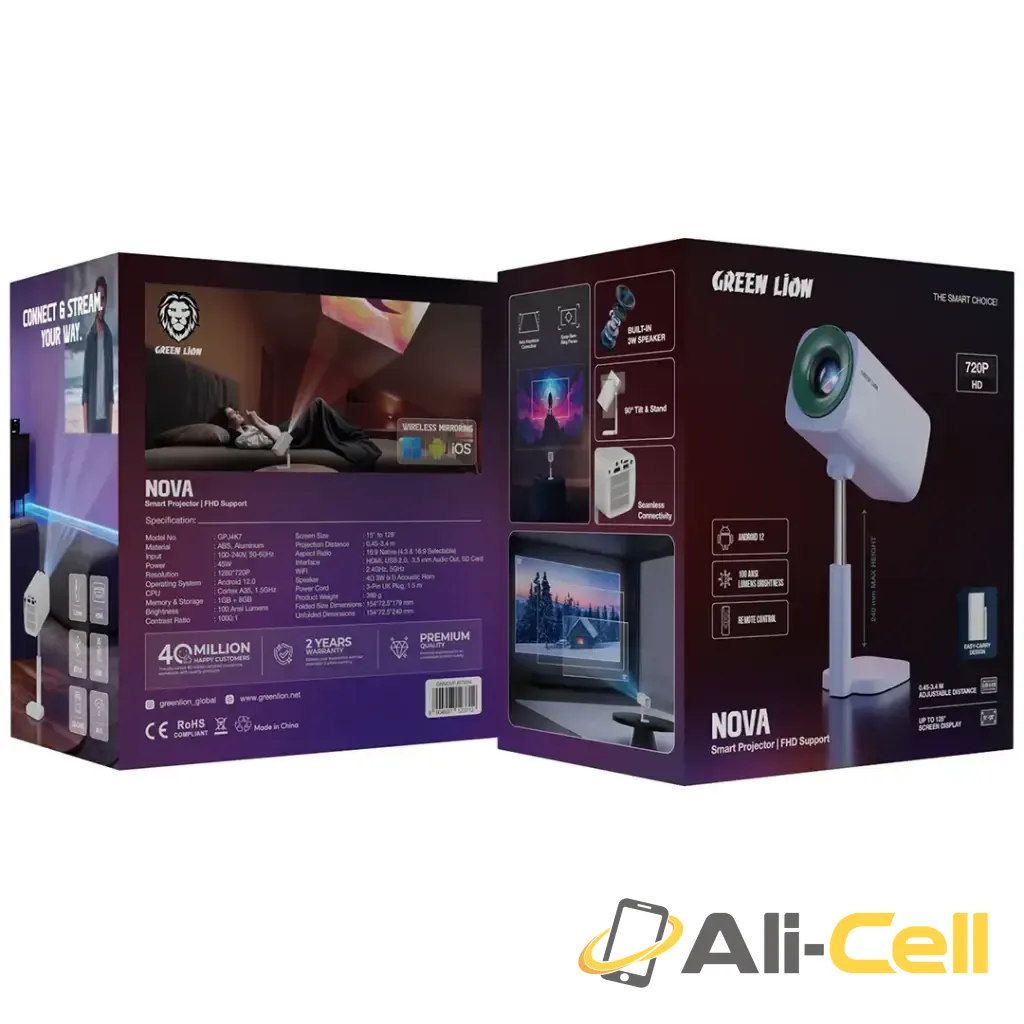 Green Lion Nova Smart Projector with FHD Support - White — 3