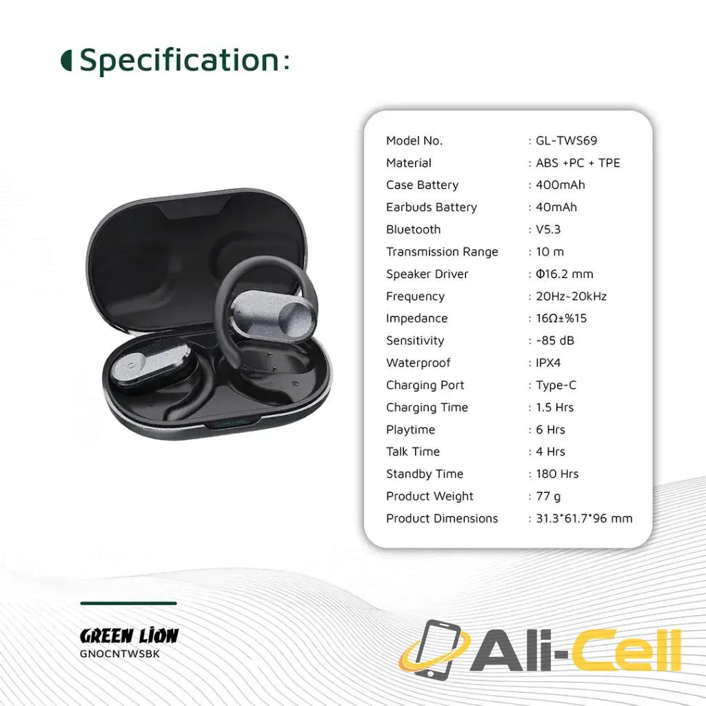 Green Lion Ocean Open Ear Headphones - Black — 2