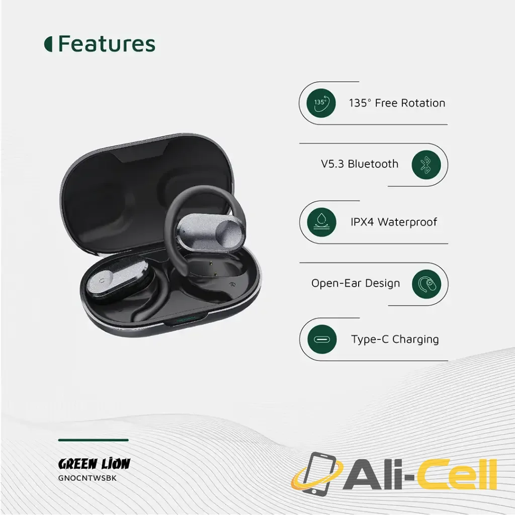 Green Lion Ocean Open Ear Headphones - Black — 3