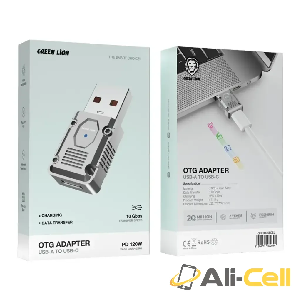 Green Lion OTG Adapter USB-A to USB-C 120W - Silver — 2