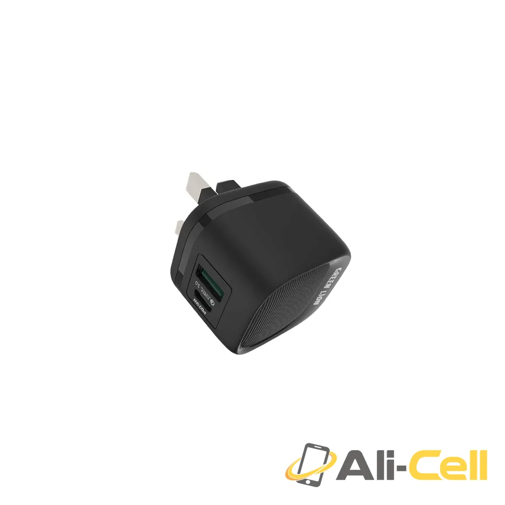 Green Lion PD 20W + QC Wall Charger - Black — 2