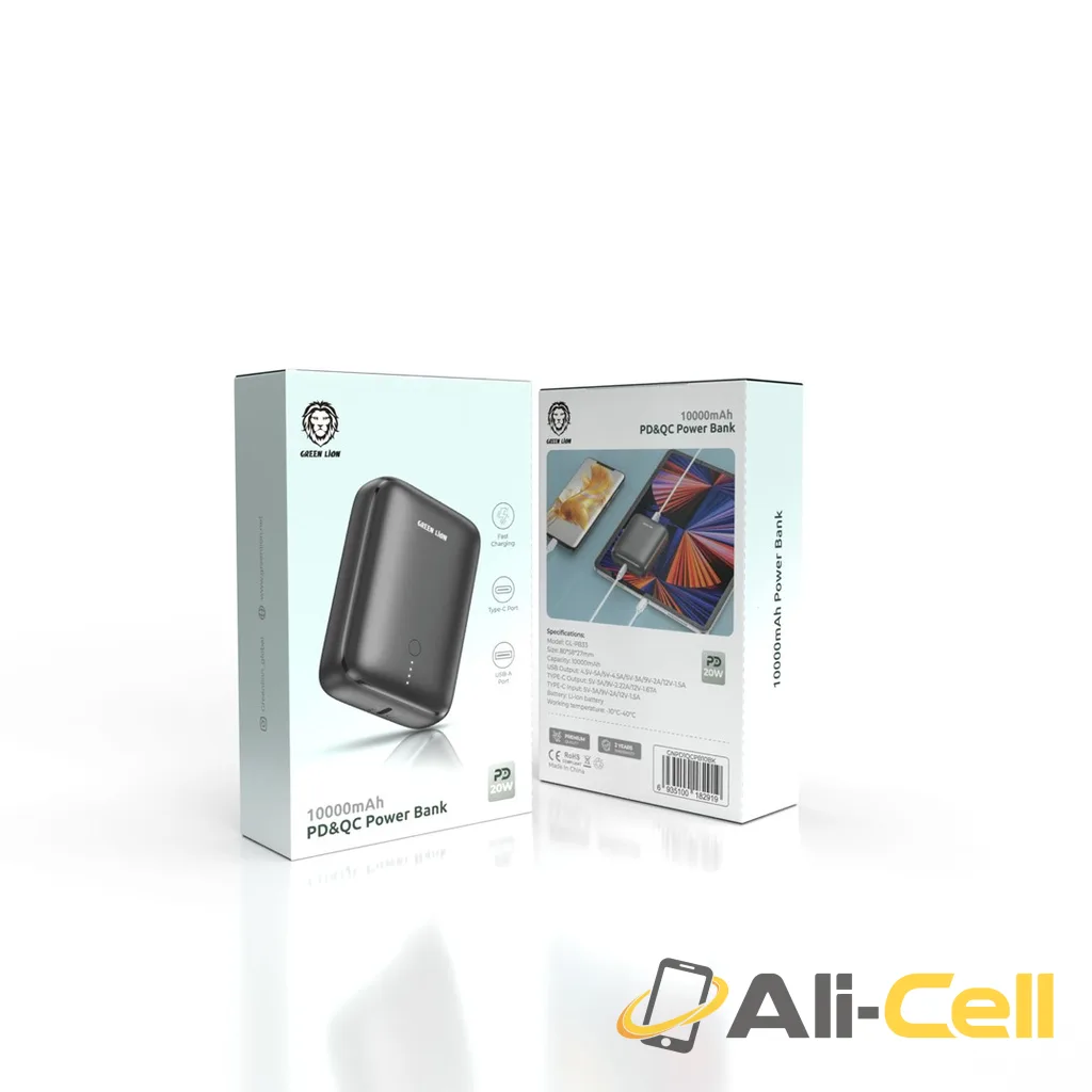 Green Lion PD & QC Power Bank 10000mAh PD 20W - Black — 2