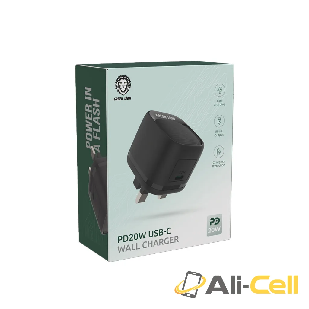 Green Lion PD 20W USB-C UK Wall Charger - Black — 2