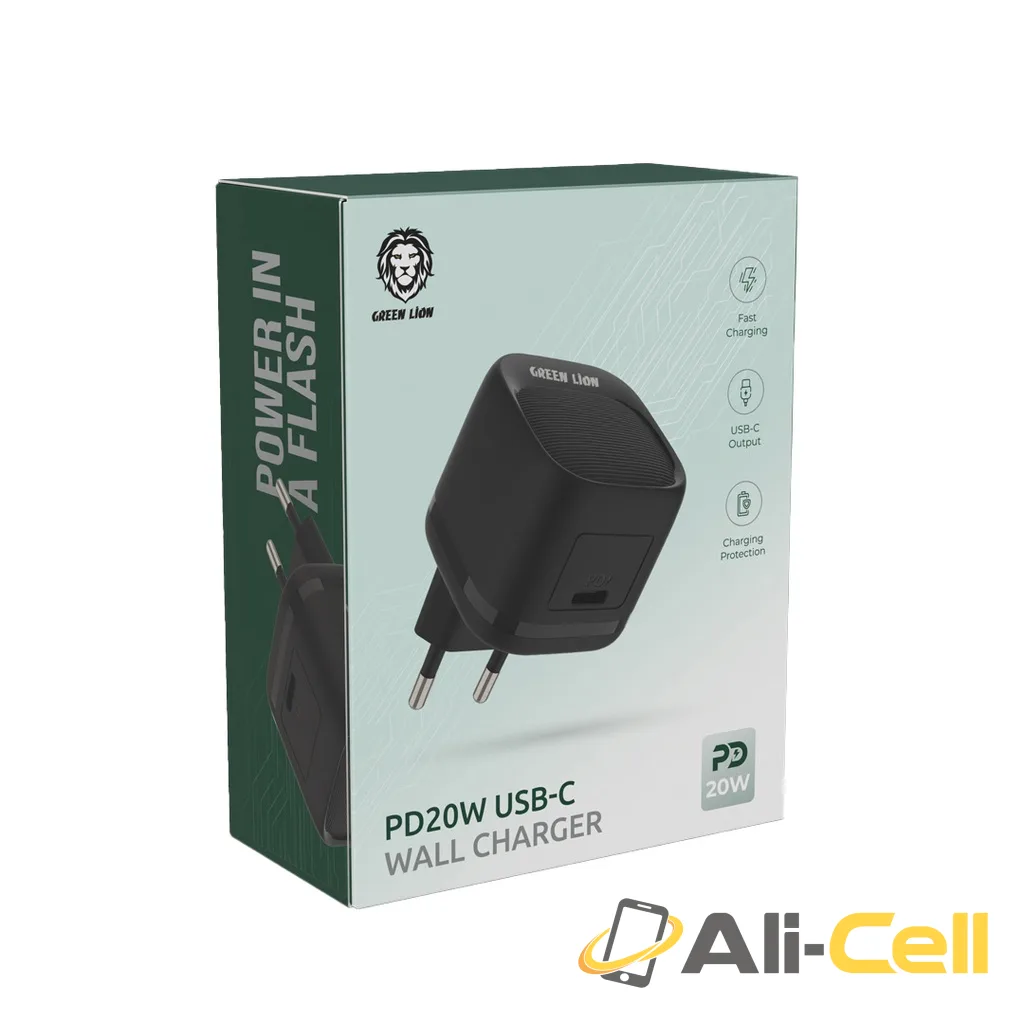 Green Lion PD 20W USB-C EU Wall Charger - Black — 2