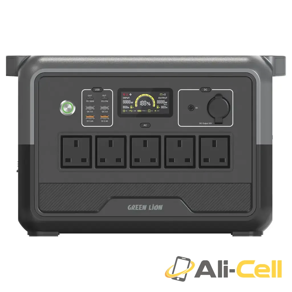 Green Lion PGX1200 Power Station with 360000mAh LiFePO4 Battery - Black