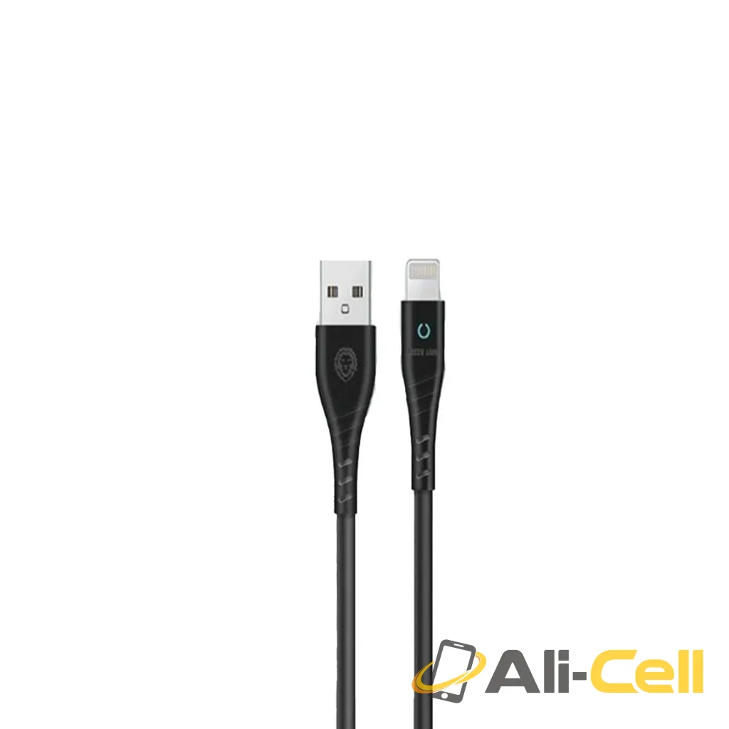 Green Lion PVC USB-A to Lightning Cable with LED Indicator 1M - Black