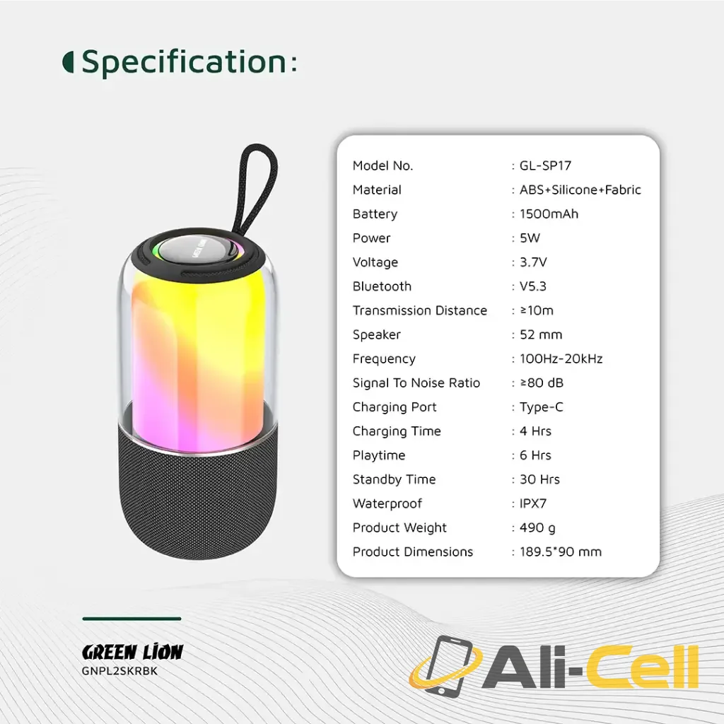 Green Lion Palma 2 RGB Portable Speaker - Black — 2