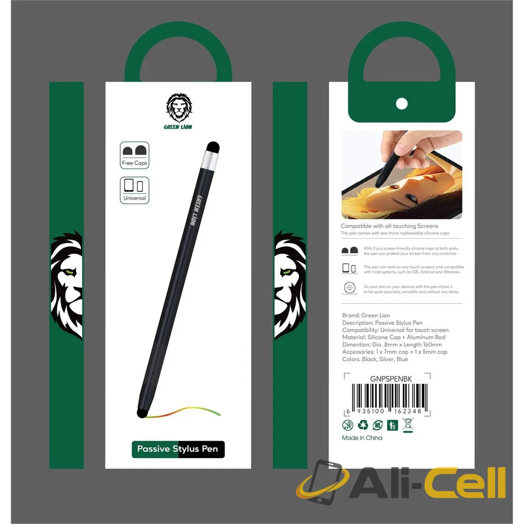 Green Lion Passive Stylus Pen free cap smooth writing sensitive response aluminum Rod