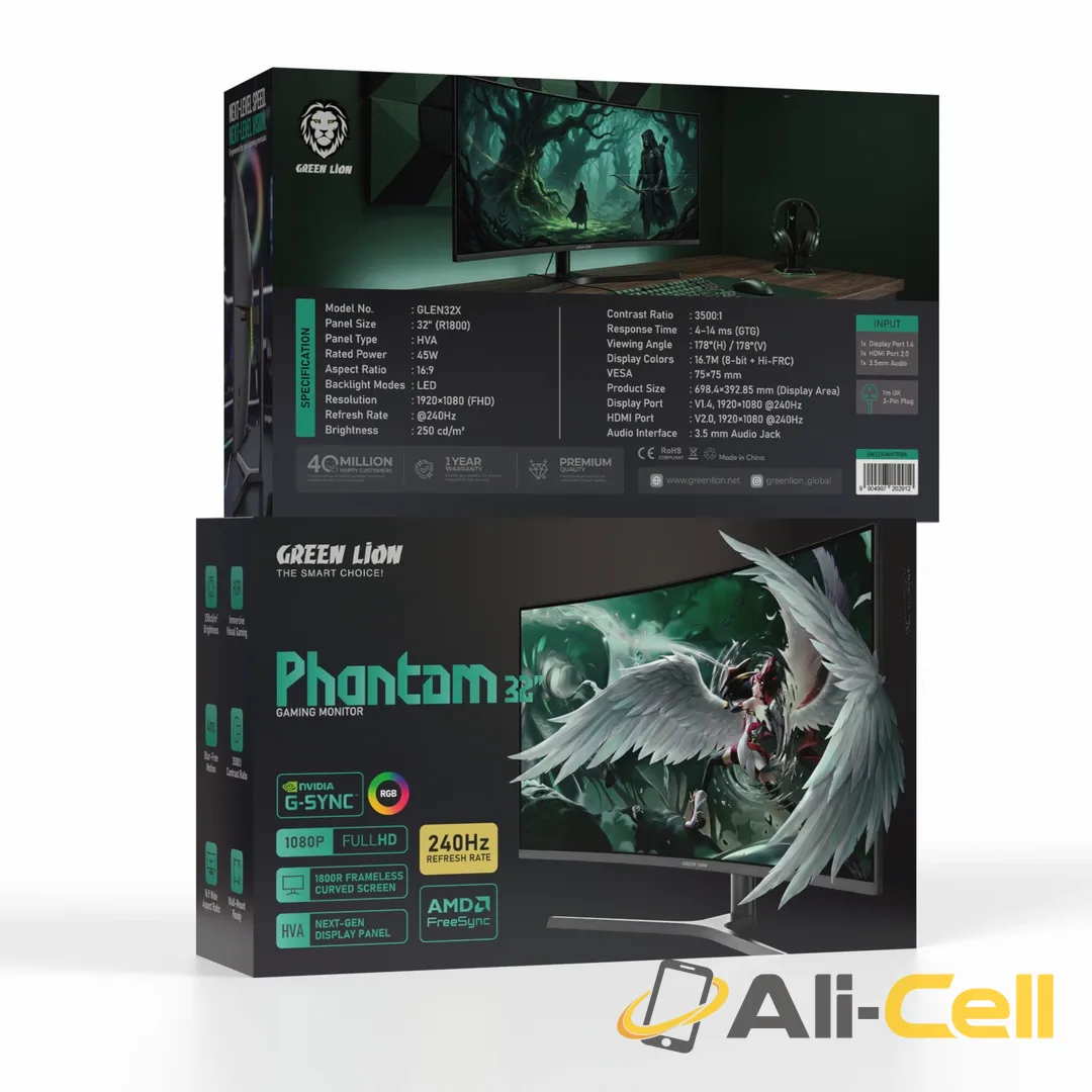 Green Lion Phantom 32" Gaming Monitor - Black — 3
