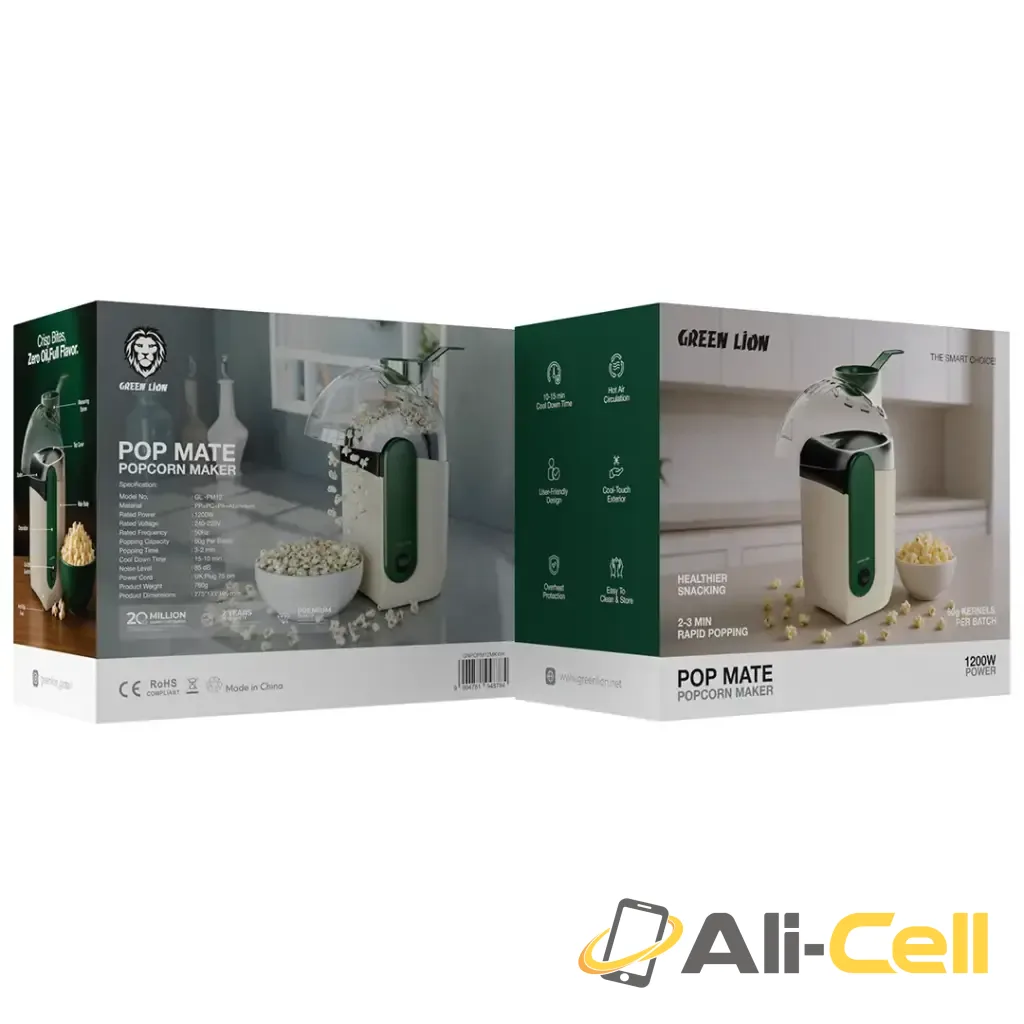Green Lion Pop Mate Popcorn Maker 1200W - White — 2