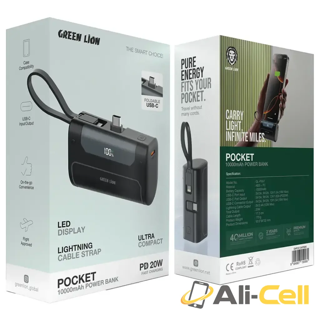 Green Lion Pocket 10000mAh Power Bank - Black — 2