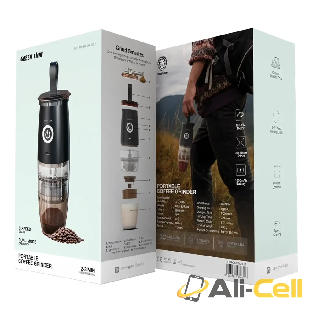 Green Lion Portable Coffee Grinder-Black — 2