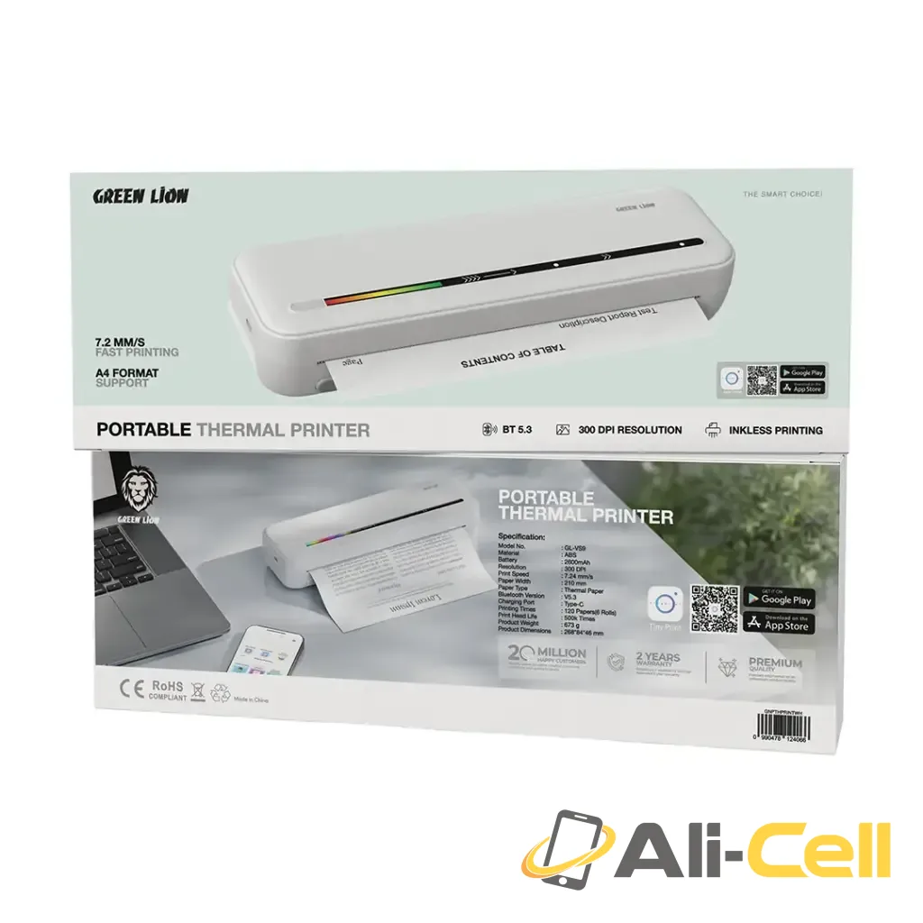 Green Lion Portable Thermal Printer - White — 2
