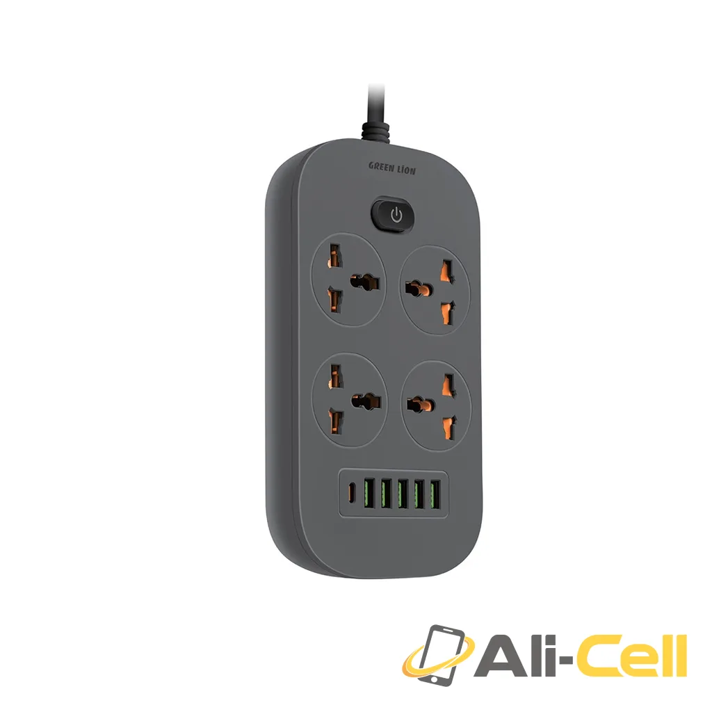 Green Lion Power Socket 5 USB - A & 1 Type - C - Gray