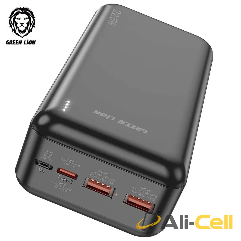 Green Lion PowerPack Fast Charge Power Bank 30000mAh PD 20W QC3.0 22.5W - Black — 2