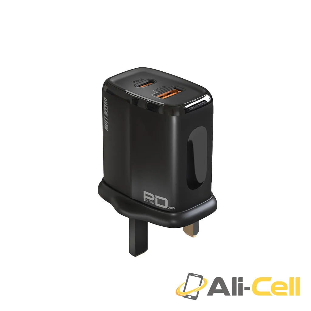 Green Lion QC3.0+PD(One-way solution)20W +TC- TC data cable 1m Black/Orange