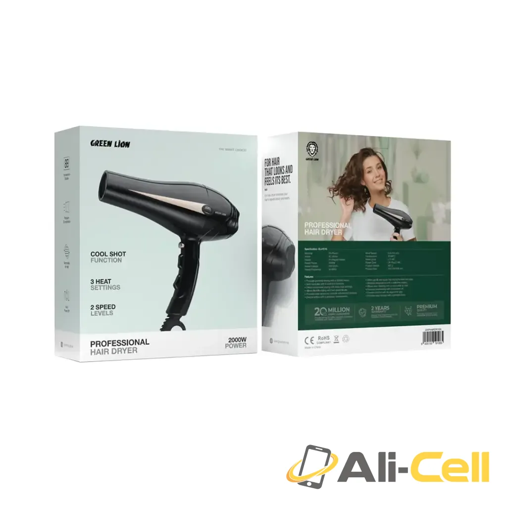 Green Lion Professional Hair Dryer 2000W - Black — 2