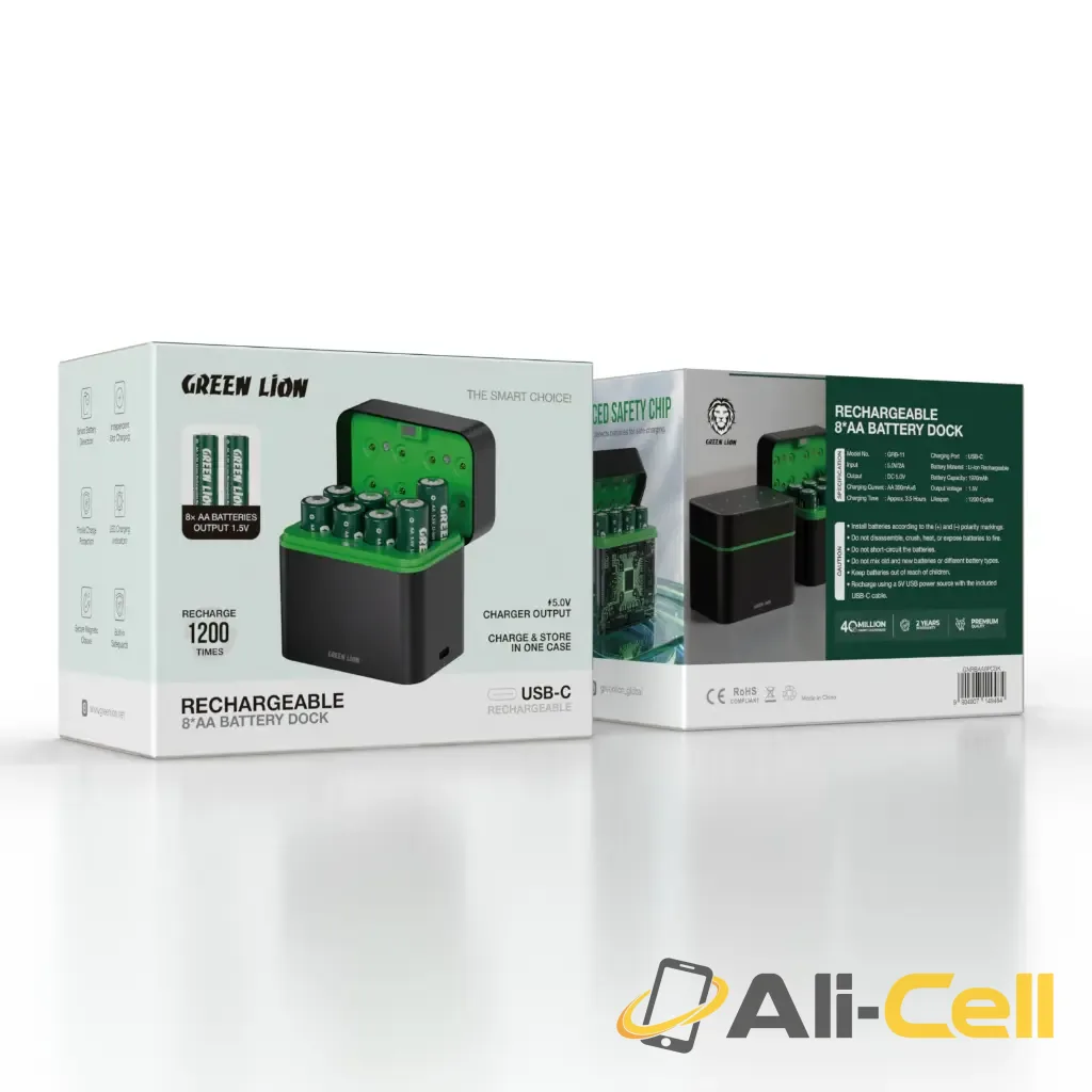 Green Lion RECHARGEABLE 8*AA Battery Dock USB-C — 3