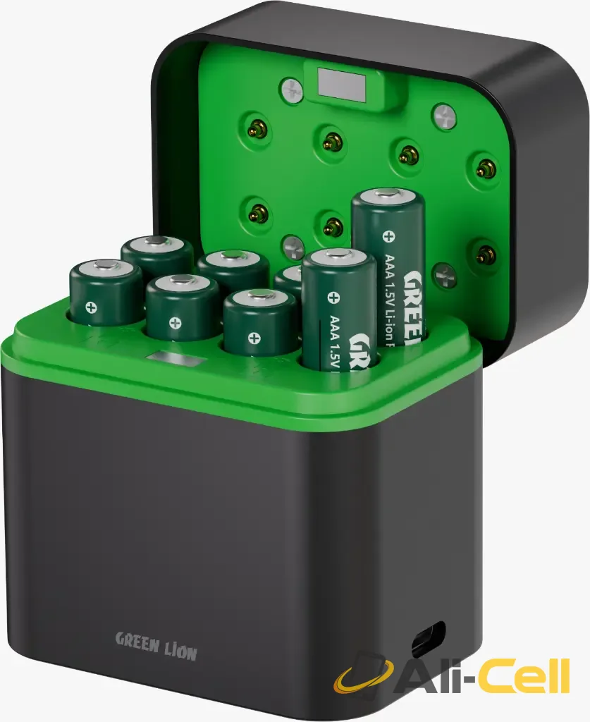 Green Lion RECHARGEABLE 8*AAA Battery Dock USB-C - Black — 2
