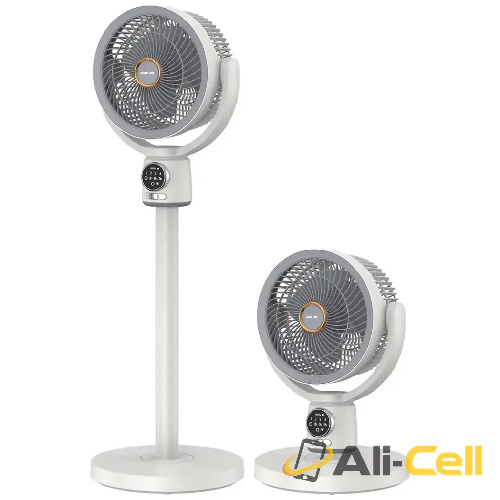 Green Lion Quad Flex Fan Rechargeable 8-Inch 3-Blade - White