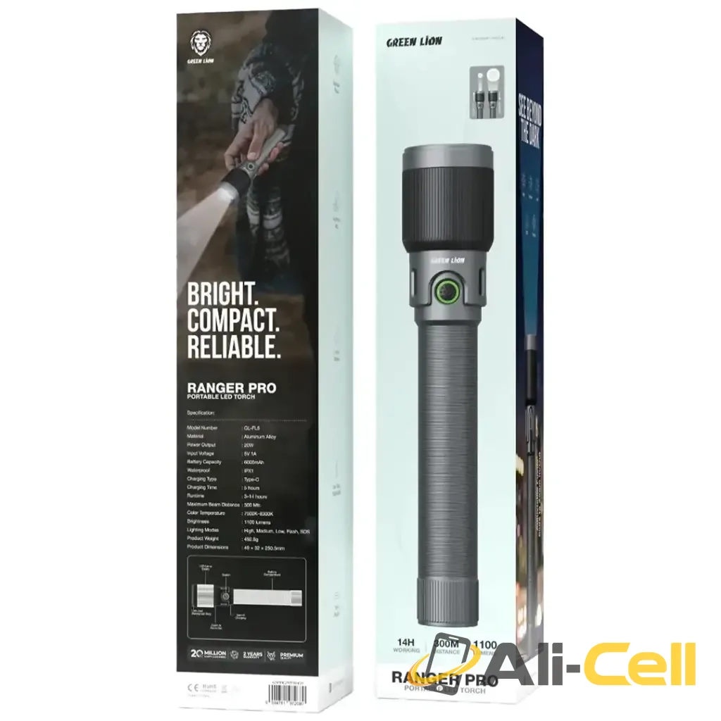 Green Lion Ranger Pro Portable LED Torch - Gray — 2