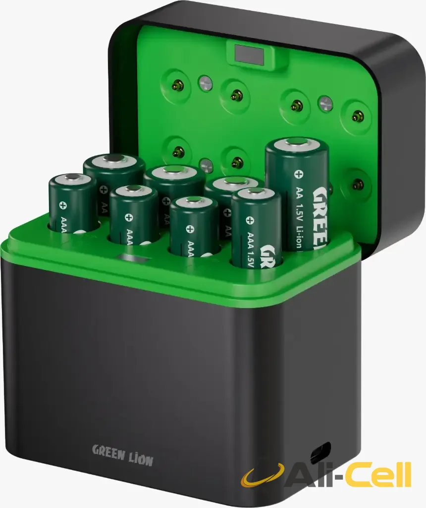 Green Lion RECHARGEABLE 4*AA + 4*AAA Battery Dock USB-C