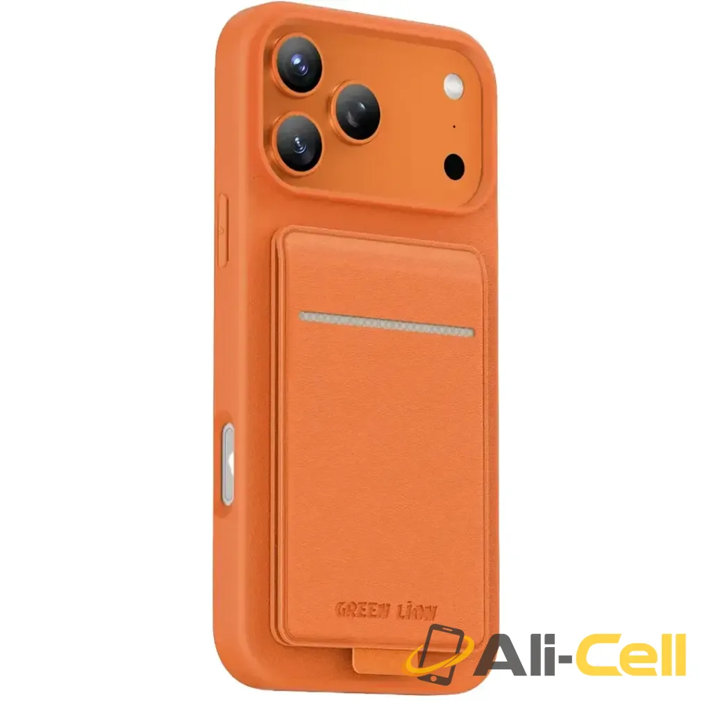 Green Lion Regal Magsafe Leather Case with Card Holder for iPhone 17 Pro - Orange