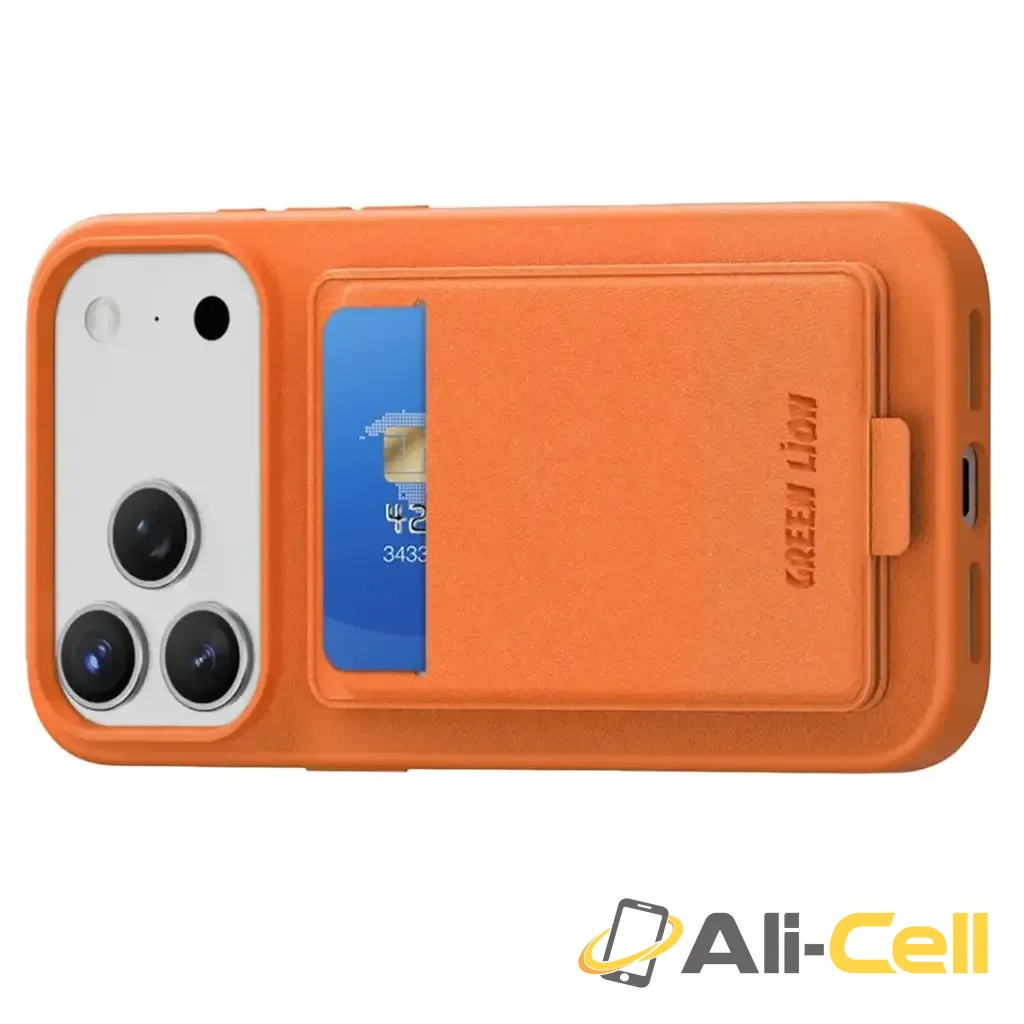 Green Lion Regal Magsafe Leather Case with Card Holder for iPhone 17 Pro - Orange — 2