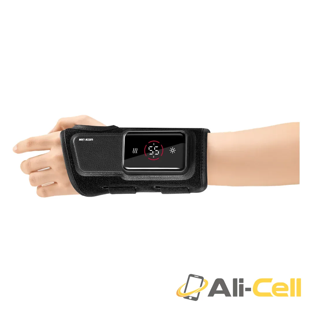 Green Lion Rechargeable Wrist Massager with Heat Compress & Vibration - Black