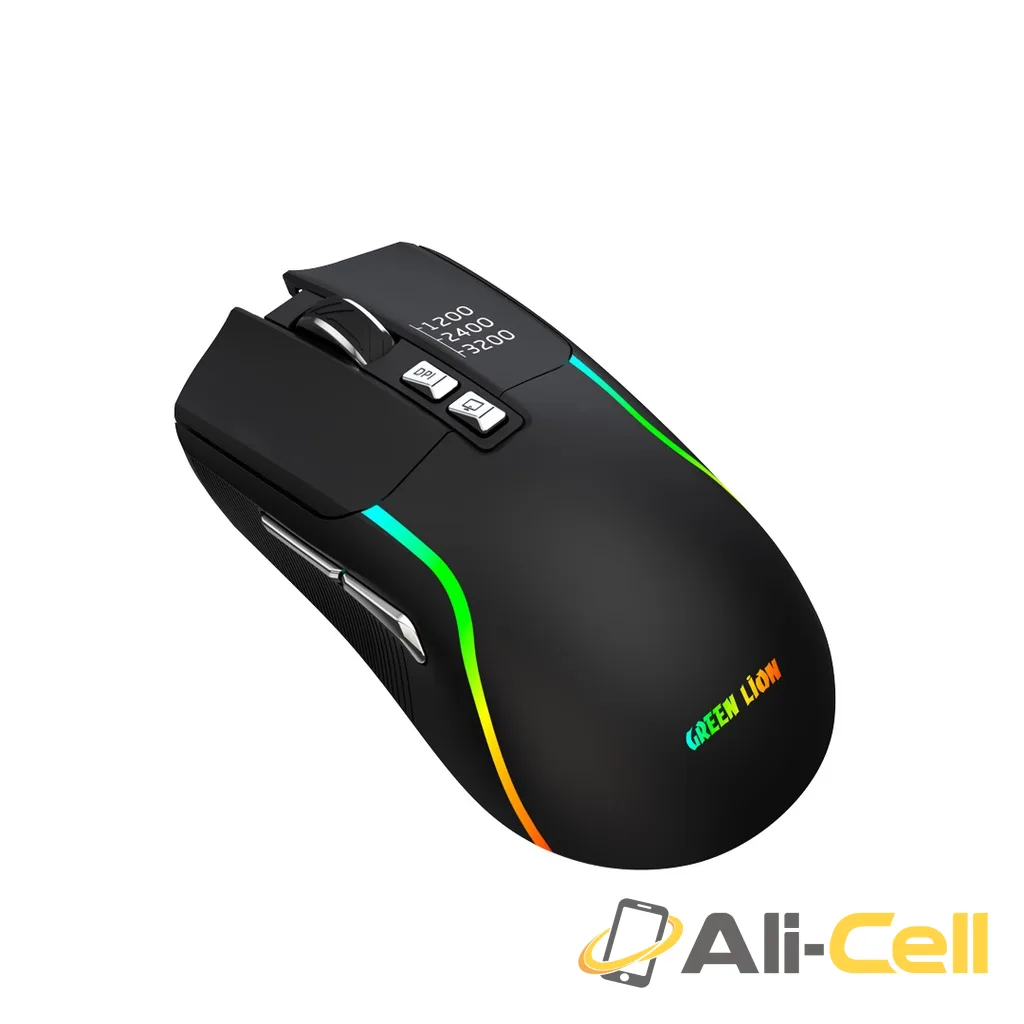 Green Lion Rechargeable Gaming Mouse - Black