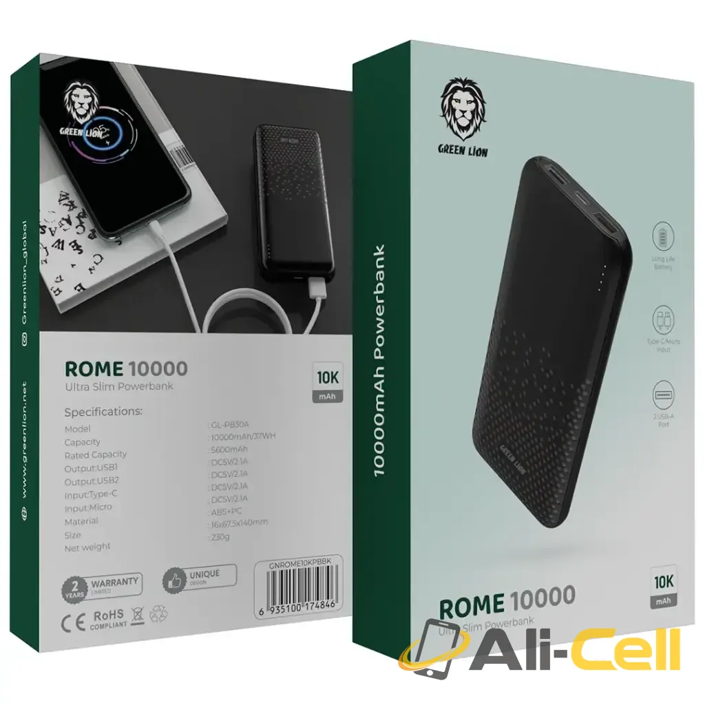 Green Lion Rome Ultra Slim Power Bank 10000mAh - Black — 2