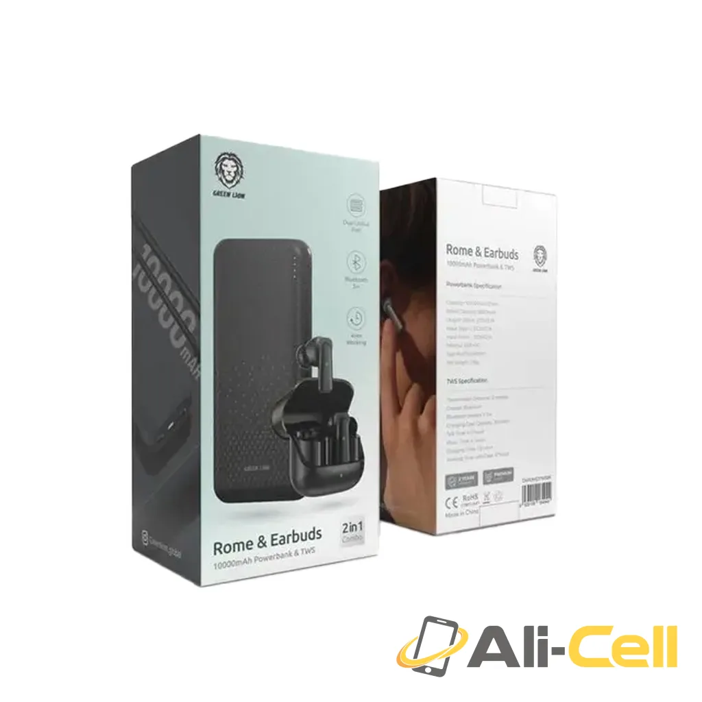 Green Lion Rome Powerbank & TWS Earbuds - Black — 2