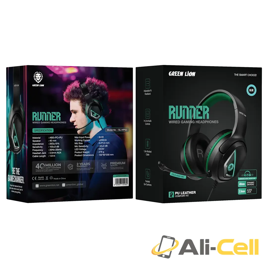 Green Lion Runner Wired Gaming Headphone - Blue — 3
