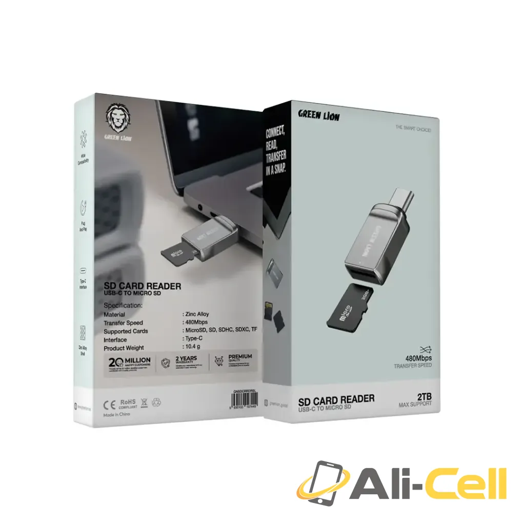 Green Lion SD Card Reader USB-C to Micro SD - Silver — 2
