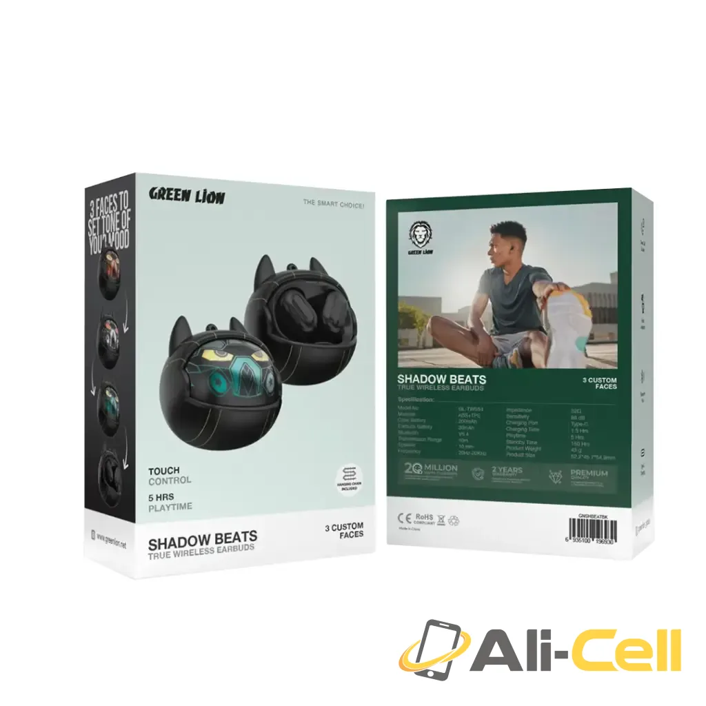 Green Lion Shadow Beats True Wireless Earbuds - Black — 2