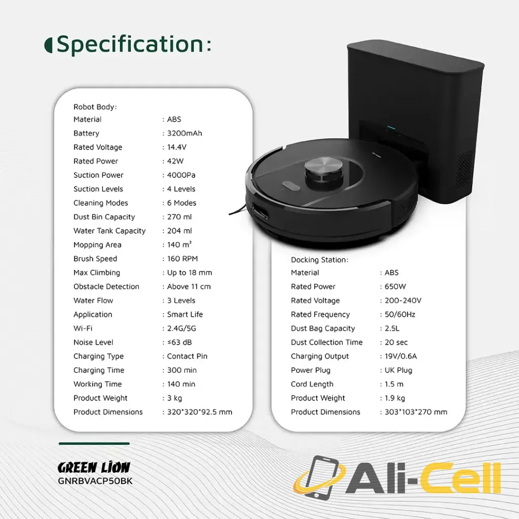 Green Lion Smart Robot Vacuum Pro 4000Pa Suction - Black — 3