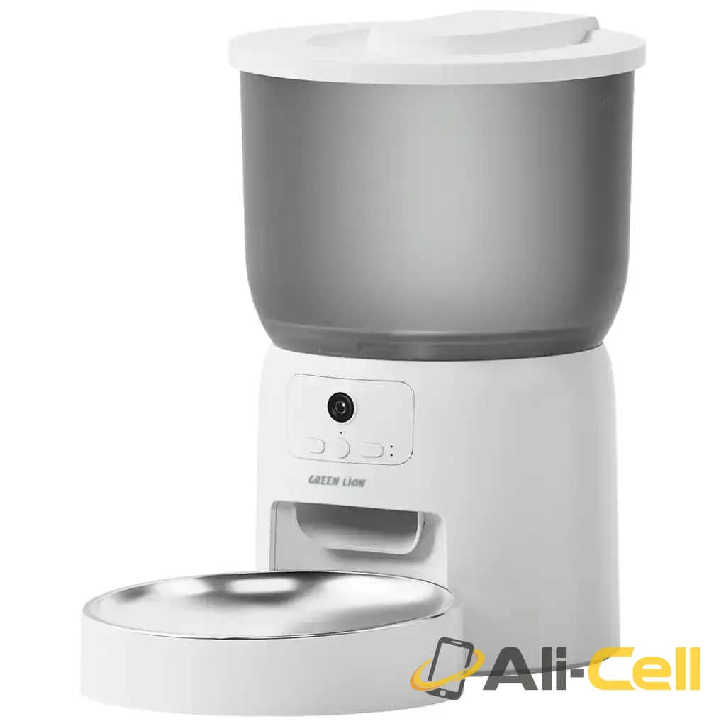 Green Lion Smart Pet Feeder with Stainless Steel Bowl - white