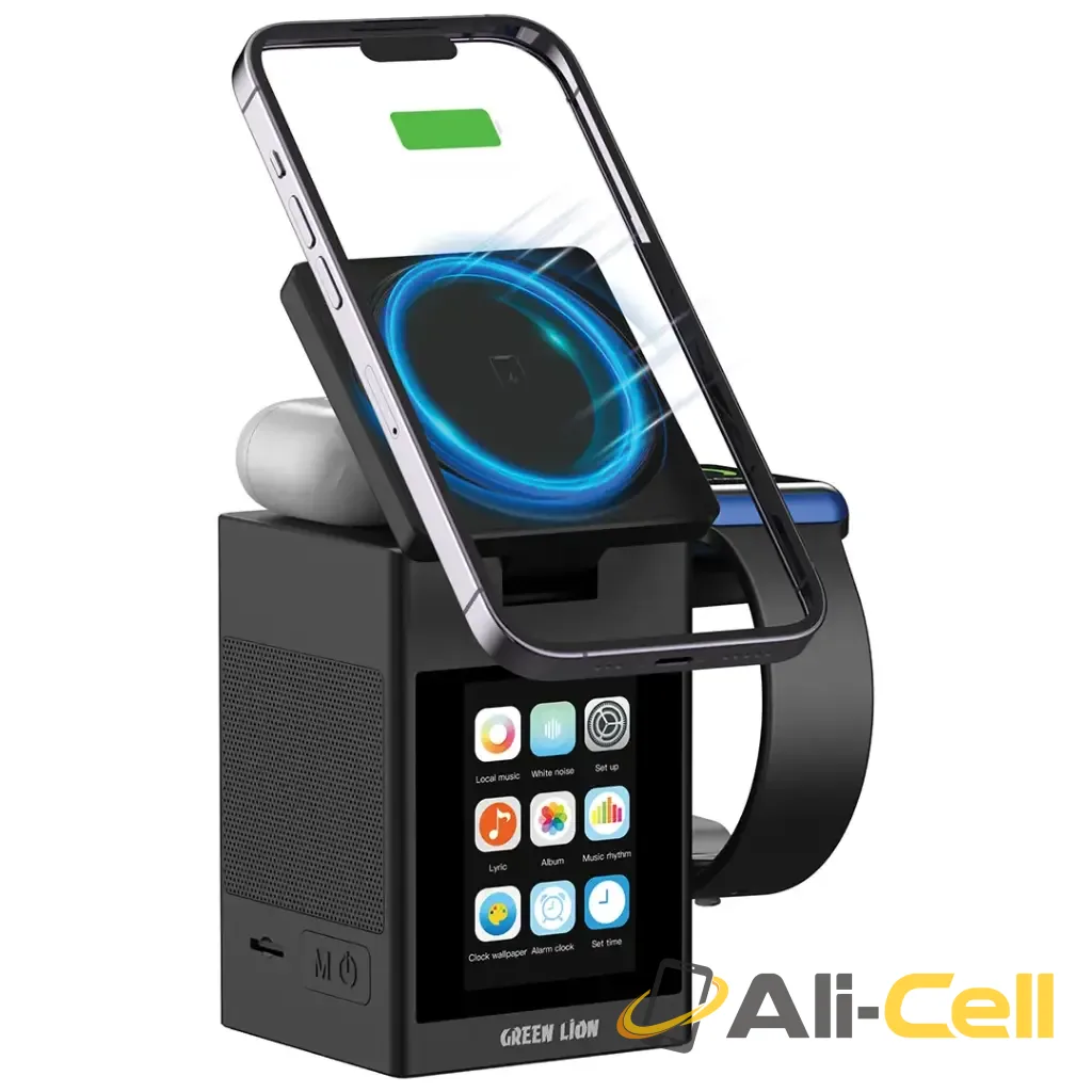 Green Lion Smart Station Pro LCD Display Wireless Charger with Speaker - Black