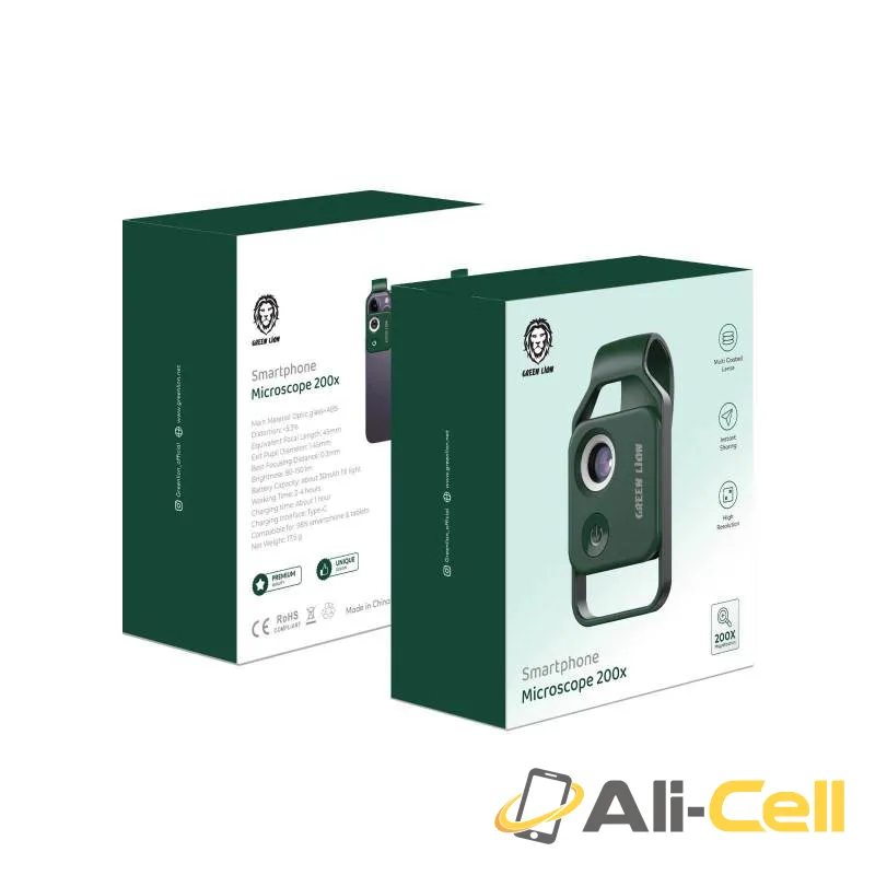 Green Lion Smartphone Microscope 200x - Green