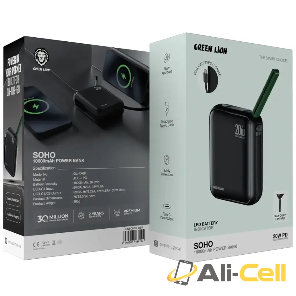 Green Lion Soho 10000mAh Power Bank - Black — 3