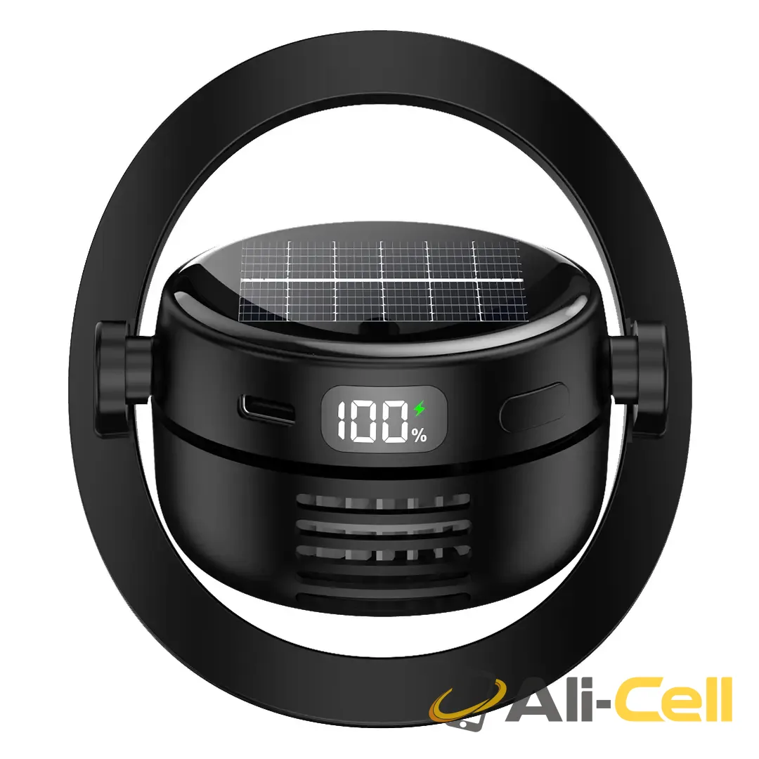 Green Lion Solar Cooler Cap with Rechargeable Bladeless Fan - Black — 2