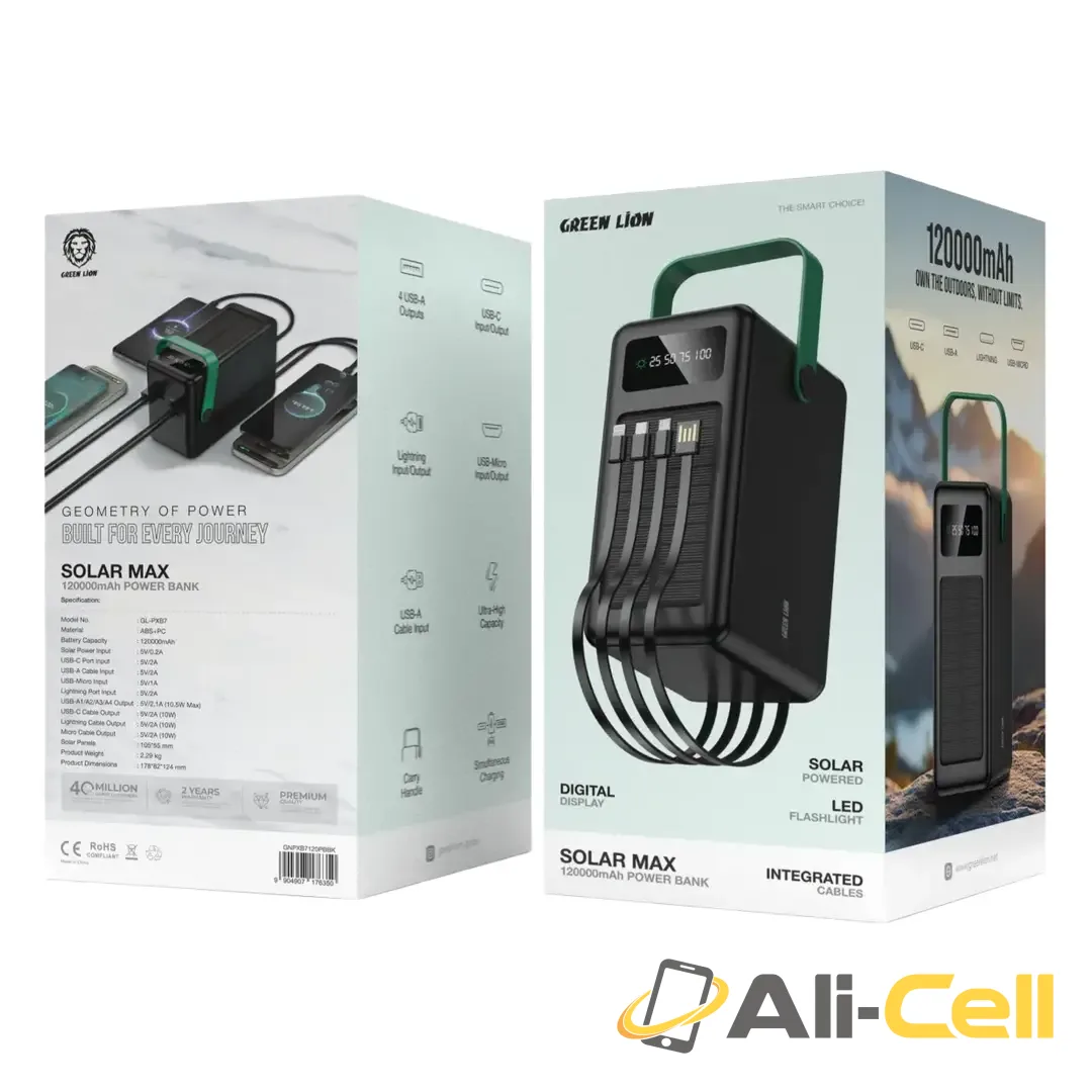 Green Lion Solar Max 120000mAh Power Bank - Black — 2
