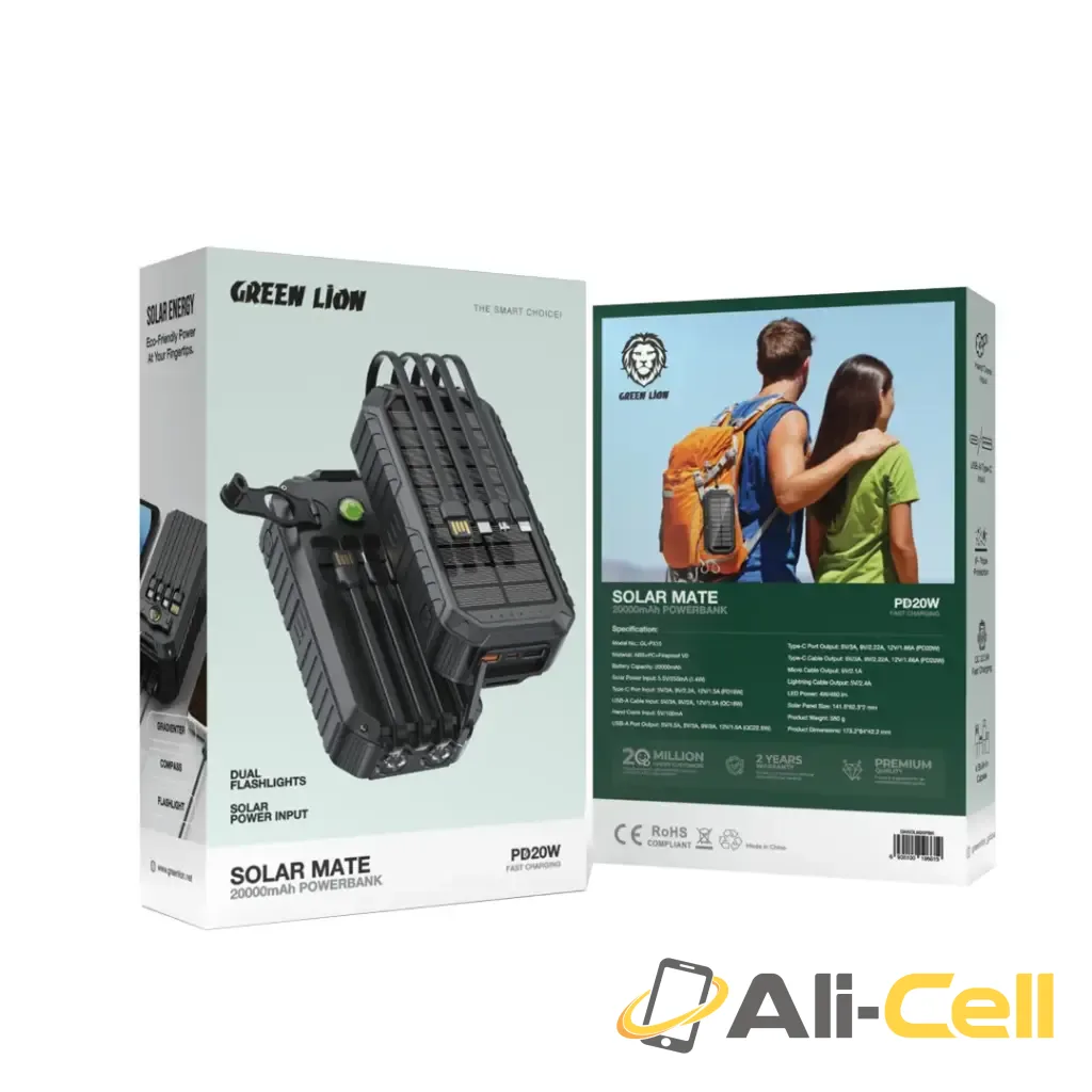 Green Lion Solar Mate Power Bank 20000mAh - Black — 2