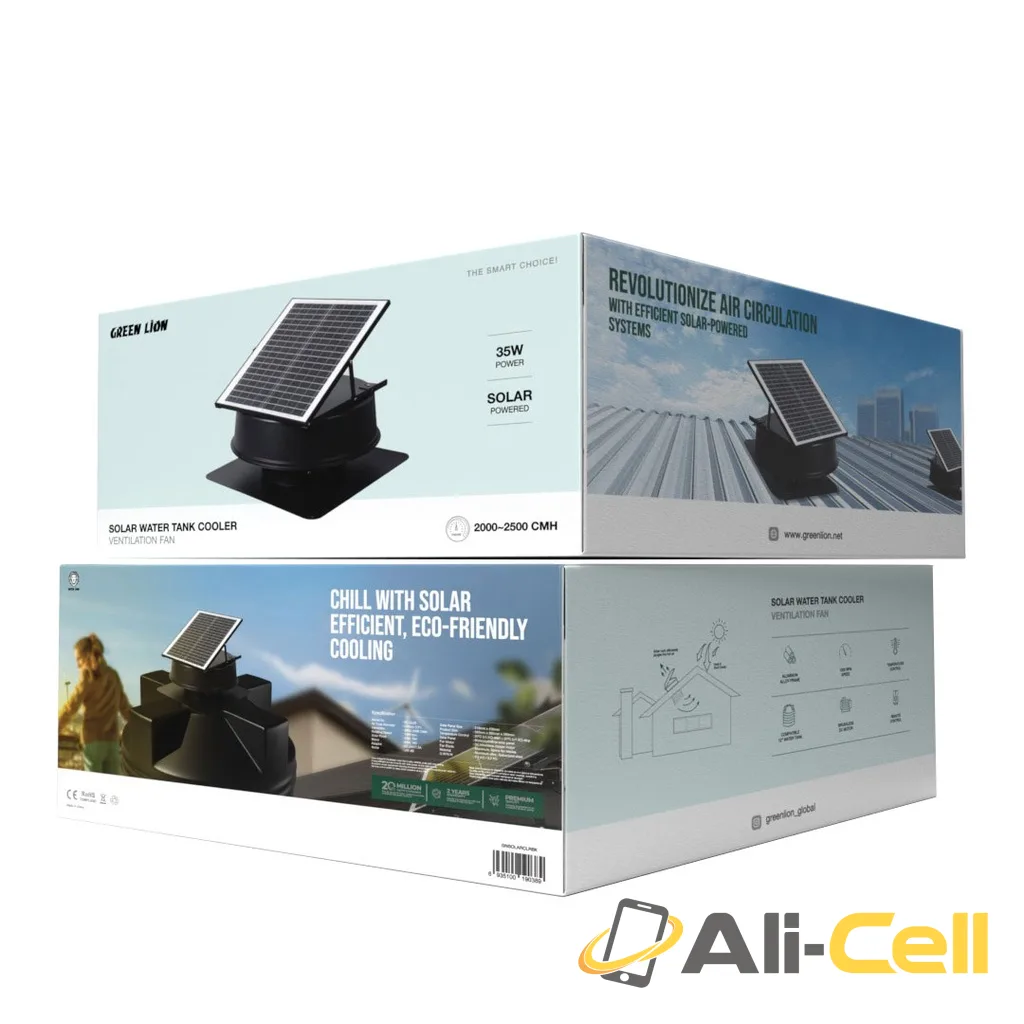Green Lion Solar Water Tank Cooler with Ventilation Fan - Black — 2