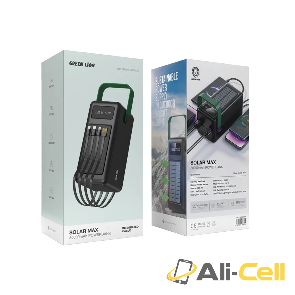 Green Lion Solar Max 80000mAh Powerbank - Black — 2
