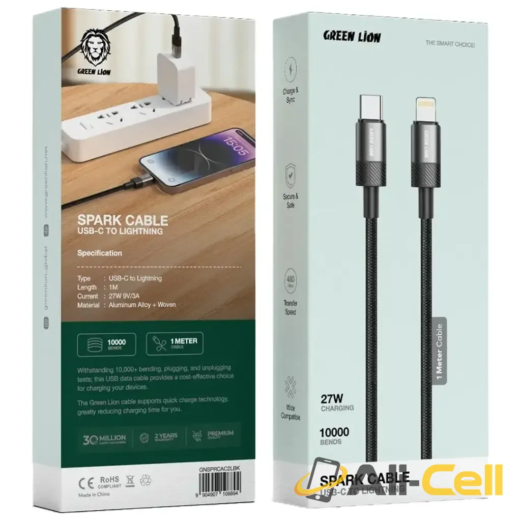 Green Lion Spark Cable USB-C to Lightning - Black — 2