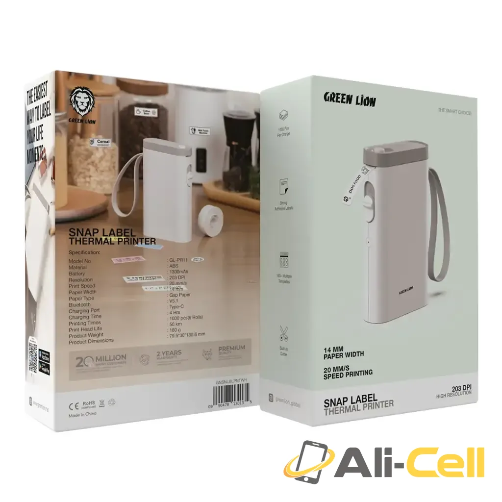 Green Lion Snap Label Thermal Printer 14mm - White — 2