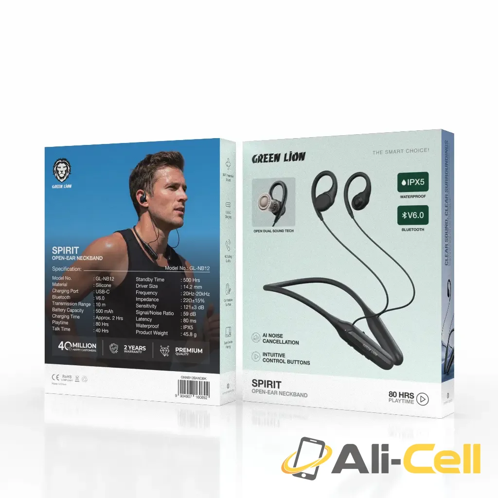 Green Lion Spirit Open-Ear Neckband - Black — 3