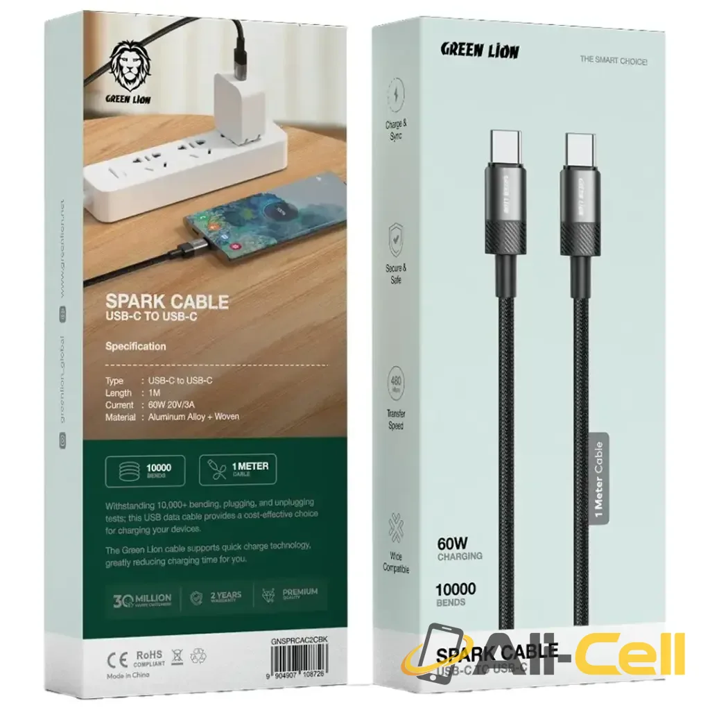 Green Lion Spark Cable USB-C to USB-C - Black — 2